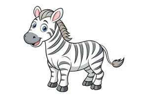 Happy Cartoon Zebra Character Standing on Isolated White Background vector