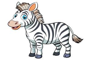 Cute Zebra Cartoon with Stripes on White Fur Isolated on Transparent Backdrop vector