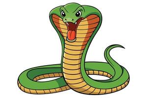 Cartoon Cobra Snake with Open Mouth and Visible Fangs on Transparent Background vector