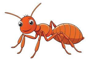 Smiling Cartoon Ant with Orange Color and Transparent Background vector