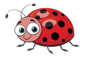Funny Cartoon Ladybug Character with Red Shell on White Background vector