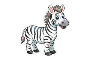 Cartoon Zebra Standing on Transparent Background with Black Stripes vector