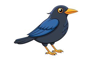 Cartoon Bluebird Icon with Golden Beak and Feet Standing on Transparent Background vector