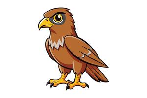 Cartoon Brown Hawk Isolated on Transparent Background, Bird with Fierce Eyes vector