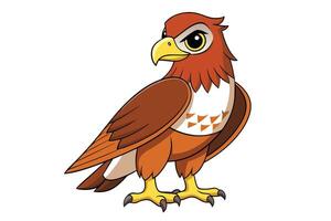 Cartoon of a Majestic Brown Eagle with Yellow Beak on White Background vector
