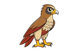 Standing Hawk Cartoon with Sharp Claws, Yellow Beak, Detailed Brown and Beige Plumage vector