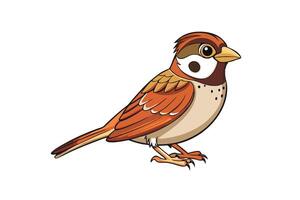 Cartoon Bird Sparrow Isolated on Transparent Background vector