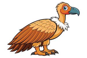 Cartoon Vulture Standing with Orange Feathers, Blue Beak on a White Background vector