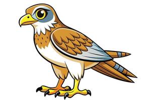 CartoonStyle Bird with Feathers and Talons on White Background vector
