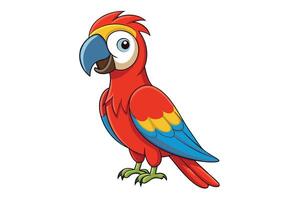 Cheerful Cartoon Macaw Parrot Character Standing on a Transparent Background vector