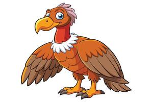 Cartoon Style Turkey Vulture with Open Wings on White Background vector