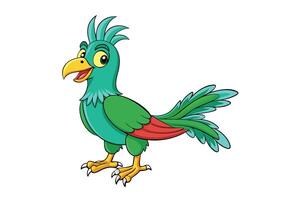 Cheerful Cartoon Bird Standing on White Background Colorful Feathers and Beak vector