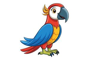 Cartoon Parrot Standing on White Background Character Design vector