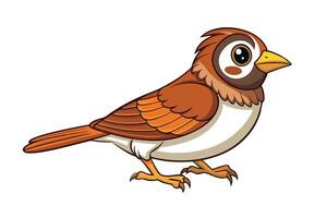 Cartoon Sparrow Art with Brown Feathers on a Transparent Background vector