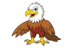 Cartoon Bald Eagle Mascot with Wings Spread and Intense Gaze on Transparent Background vector