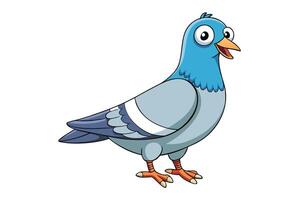 Cartoon Pigeon Standing with Googly Eyes, Happy Character on Transparent Background vector