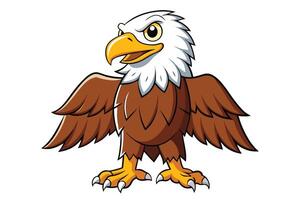 Cartoon Eagle Spreading Wings With Detailed Feathers on a Transparent Background vector