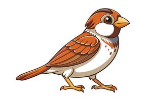 Cartoon Sparrow Illustration, Winged Bird Design on Transparent Background vector