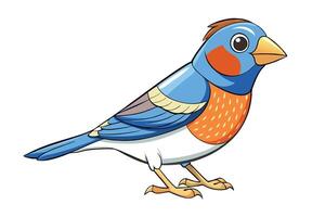 Cartoon of Blue Bird with Orange Chest on a Transparent Background vector