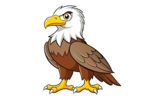 Cartoon Bald Eagle with Golden Beak and Talons Standing on a White Background vector