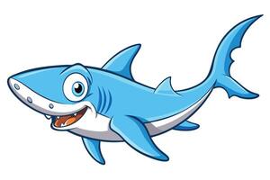 Cartoon Style Light Blue Shark with Exaggerated Features on a Transparent Background vector