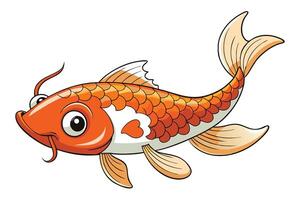 Orange Koi Fish Cartoon with White Markings on Transparent Background vector