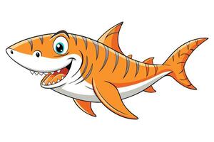 Cartoon Orange Shark with Stripes on a Transparent Background vector