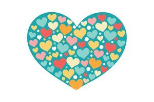 Heart Filled with Colorful Hearts on White Background Pattern vector
