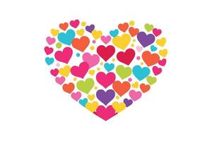 Multicolored Hearts Arranged Heart Shape on White Background Colorful Love Hearts vector