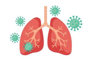 Lungs with Virus Cartoon Style Isolated on White Background Viral Infection Anatomy vector