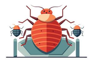 Flat Cartoon Insect Trio with Orange and Dark Brown Color Tones on Transparent Background vector