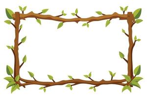 Tree Branch with Green Leaves Isolated on White Background vector