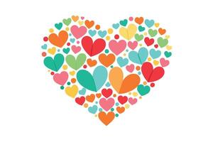 Colorful Heart Made of Hearts and Circles on White Background Design vector