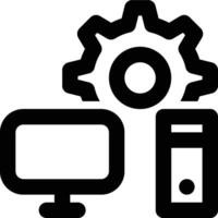 Computer Setting, Computer Setup, PC Setting Outline Icon vector