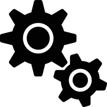 ingeniería, motor, máquina glifo sólido icono vector