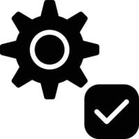 Settings Checked, Check Setting, Checking Glyph Solid Icon vector