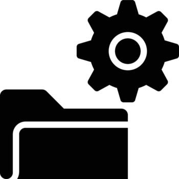 carpeta configuración, carpeta opciones, carpeta administración glifo sólido icono vector