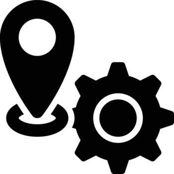 Location Settings, Map Setting, GPS Setting Glyph Solid Icon vector