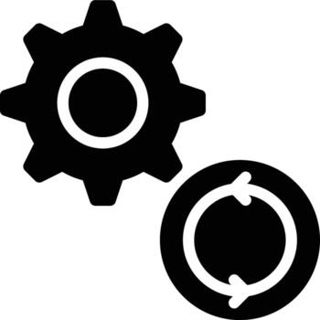 actualizar configuración, actualizar configuración, actualización glifo sólido icono vector