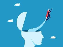 man flying on top of a brain with a rocket vector