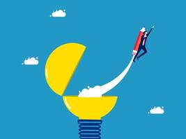 flying into the light bulb with a rocket vector