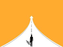 Move forward, Businessman walking on the road arrow growth vector