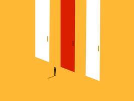 Dare to choose your own path, Businessman chooses different big door vector