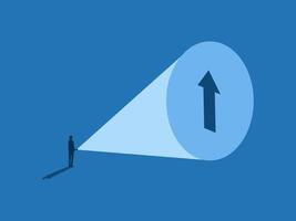 Advises Business, Flashlight Shines on the Shadow of Pointing Up vector