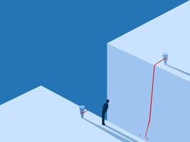 Risk Assessment, Businessman with a Broken Rope on the Gap vector