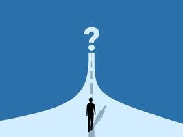 a man walks on the street and sees a question mark. vector