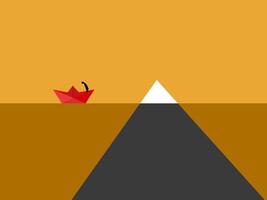 man driving a paper boat encounters an iceberg vector