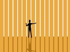 man is locked in a cage as punishment, business concept vector