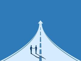 Two businessmen shook hands and agreed to walk the same path vector