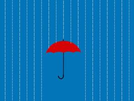 Rain falling on a red umbrella, concept of protection vector
